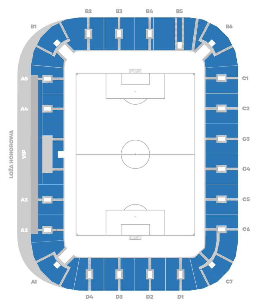 Oznaczenie sektorów na stadionie Wisły Płock